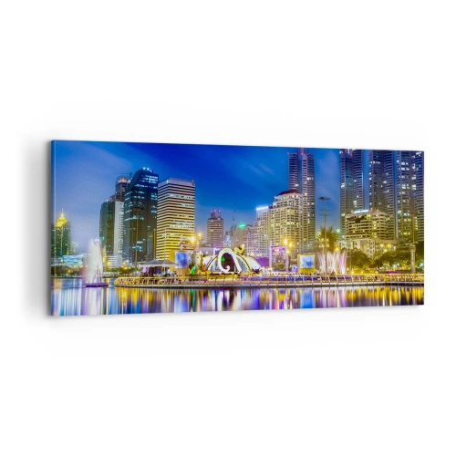 Vászonkép - Metropolis szivárvány éjszakája - 100x40 cm
