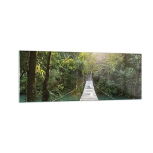 Üveg kép - Az azúrkék vízen át az azúrkék erdőbe - 140x50 cm