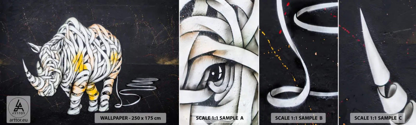 Fotótapéta Minta Standard Eco - A vastag bőr egy mítosz - Absztrakció, Orrszarvú, Absztrakció - 100x30 cm