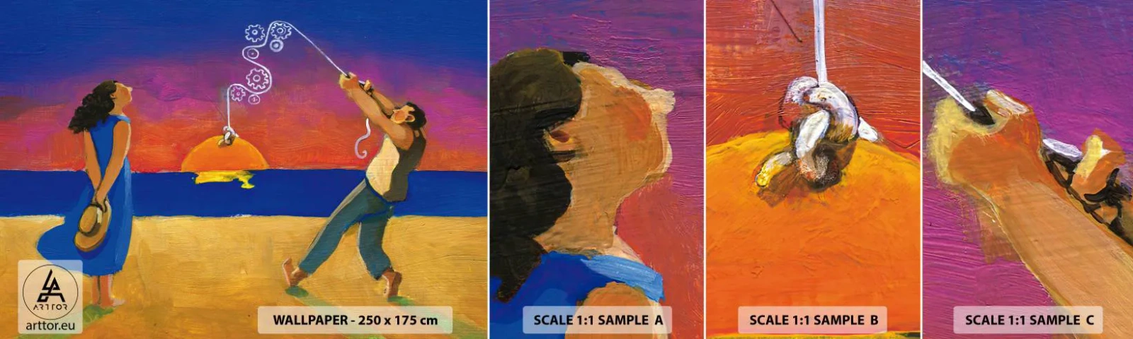 Fotótapéta Minta Öntapadós Deluxe Sticker - Több, mint egy csillag az égből - Absztrakció, Nő és Férfi, Festmény - 100x30 cm