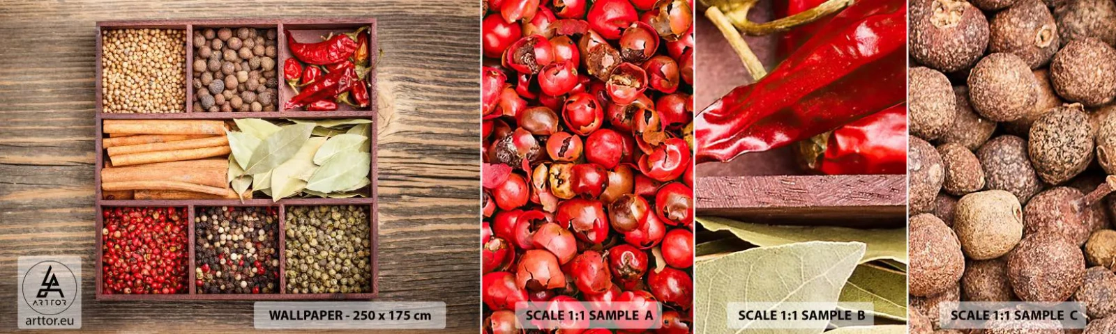 Fotótapéta Minta Standard Eco - Formarend, aromacsokor - Gasztronómia, Fűszerek, Chili - 100x30 cm