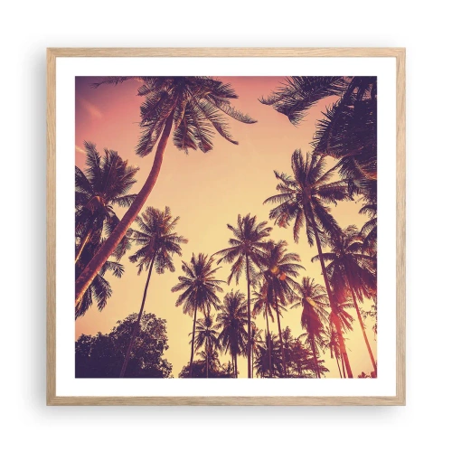 Poszter világos tölgy keretben - Trópusi variáció - 60x60 cm