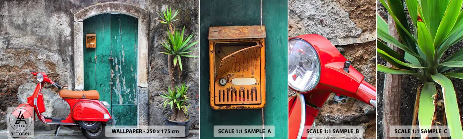 Fotótapéta Minta Standard Eco - Olasz nyaralás - Autóipari, Robogó, Olaszország - 100x30 cm