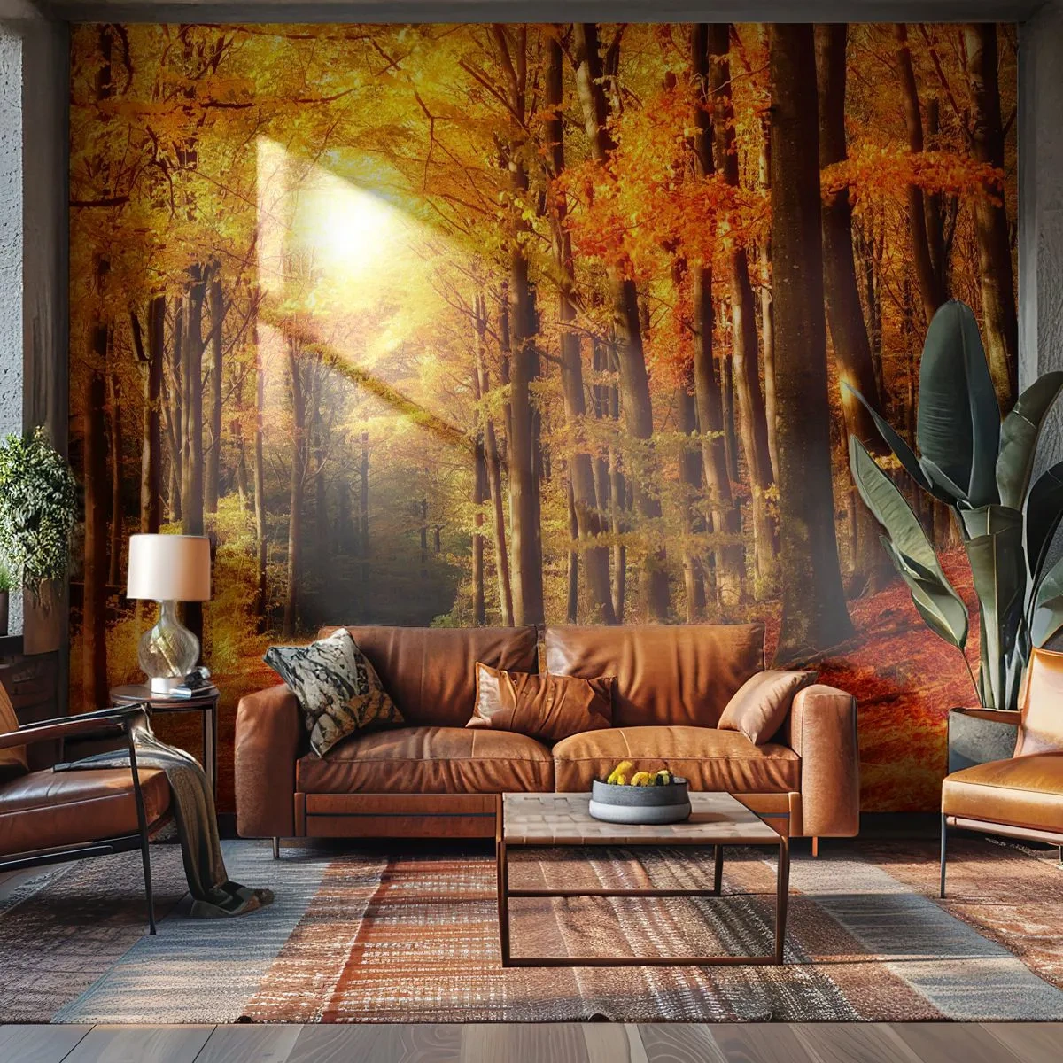 Fotótapéta Premium Sand - Arany ősz az erdei úton - Ősz, Erdő, Tájkép - 100x70 cm