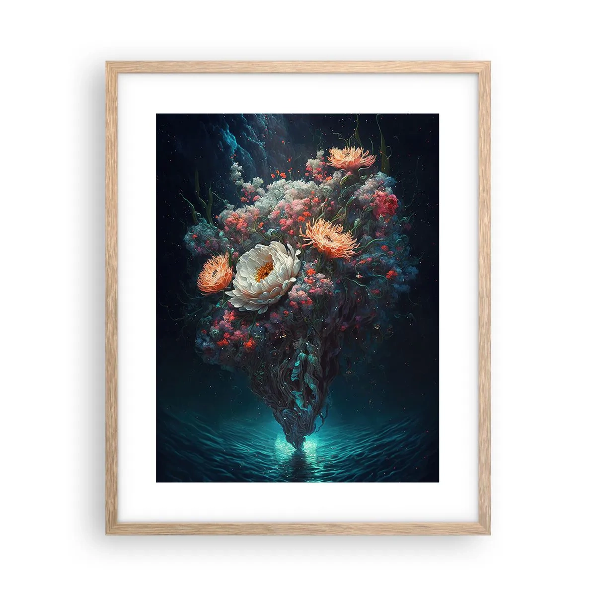 Poszter világos tölgy keretben - Furcsa kert - 40x50 cm