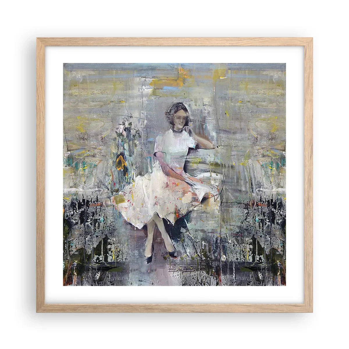 Poszter világos tölgy keretben - Klasszikus és modern - 50x50 cm