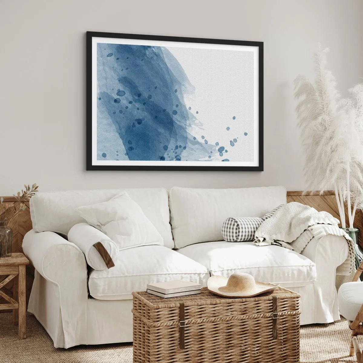 Poszter fehér keretben - Kék tüll - 100x70 cm