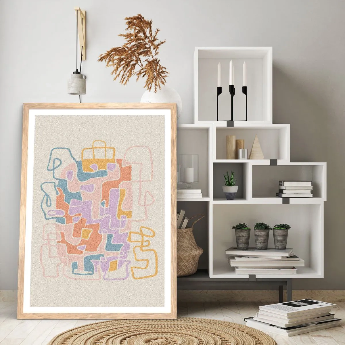 Poszter világos tölgy keretben - Labirintus - egy örömteli kaland - 30x40 cm