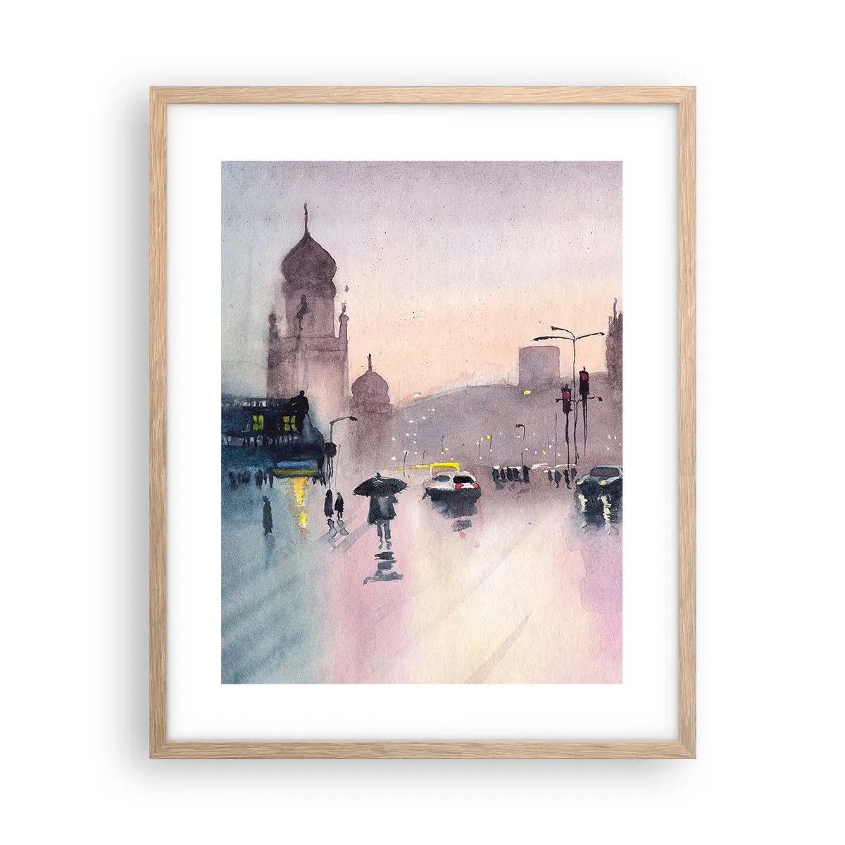 Poszter világos tölgy keretben - Az esős ködben - 40x50 cm