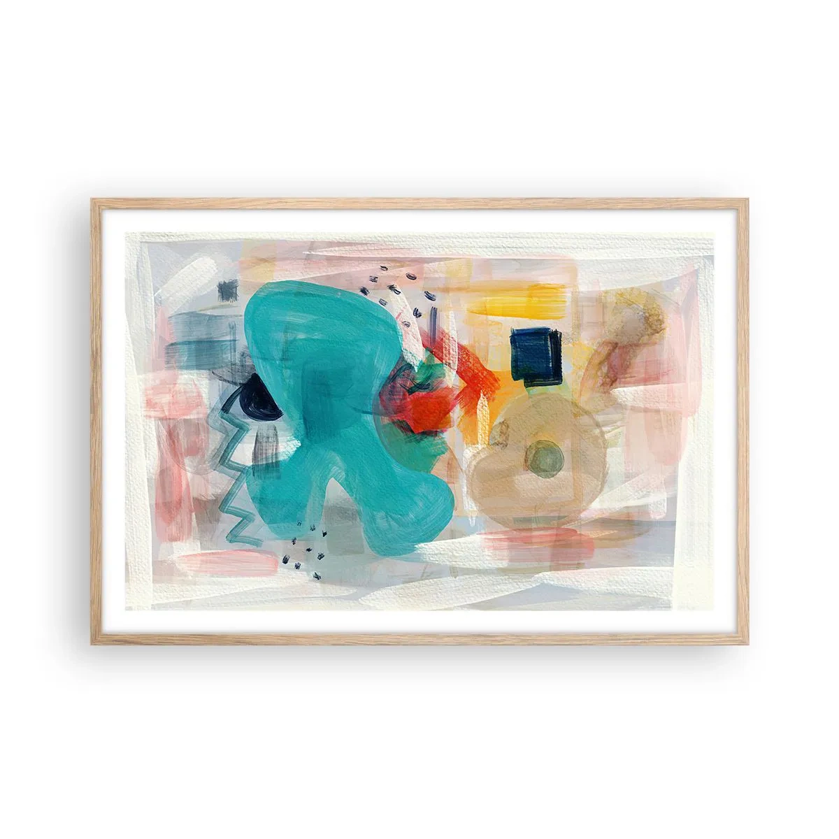 Poszter világos tölgy keretben - Színes játék - 91x61 cm