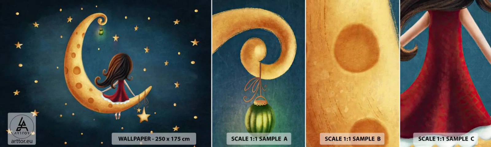 Fotótapéta Minta Öntapadós Deluxe Sticker - Egyszer volt… - Gyerekeknek, Lány, Hold - 100x30 cm