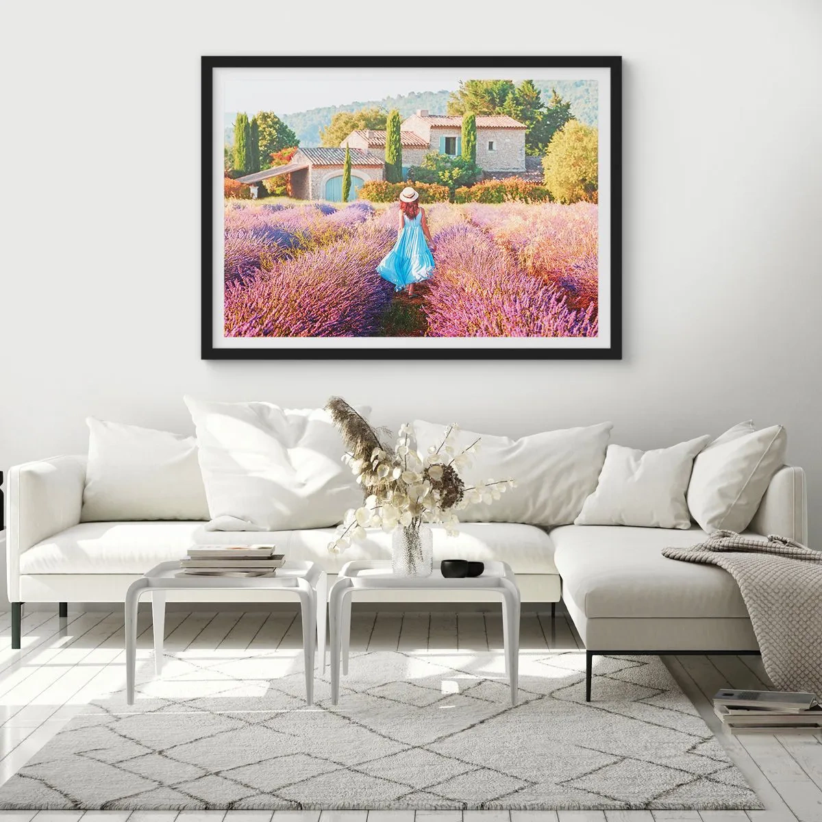 Poszter fehér keretben - Levendula lány - 70x50 cm