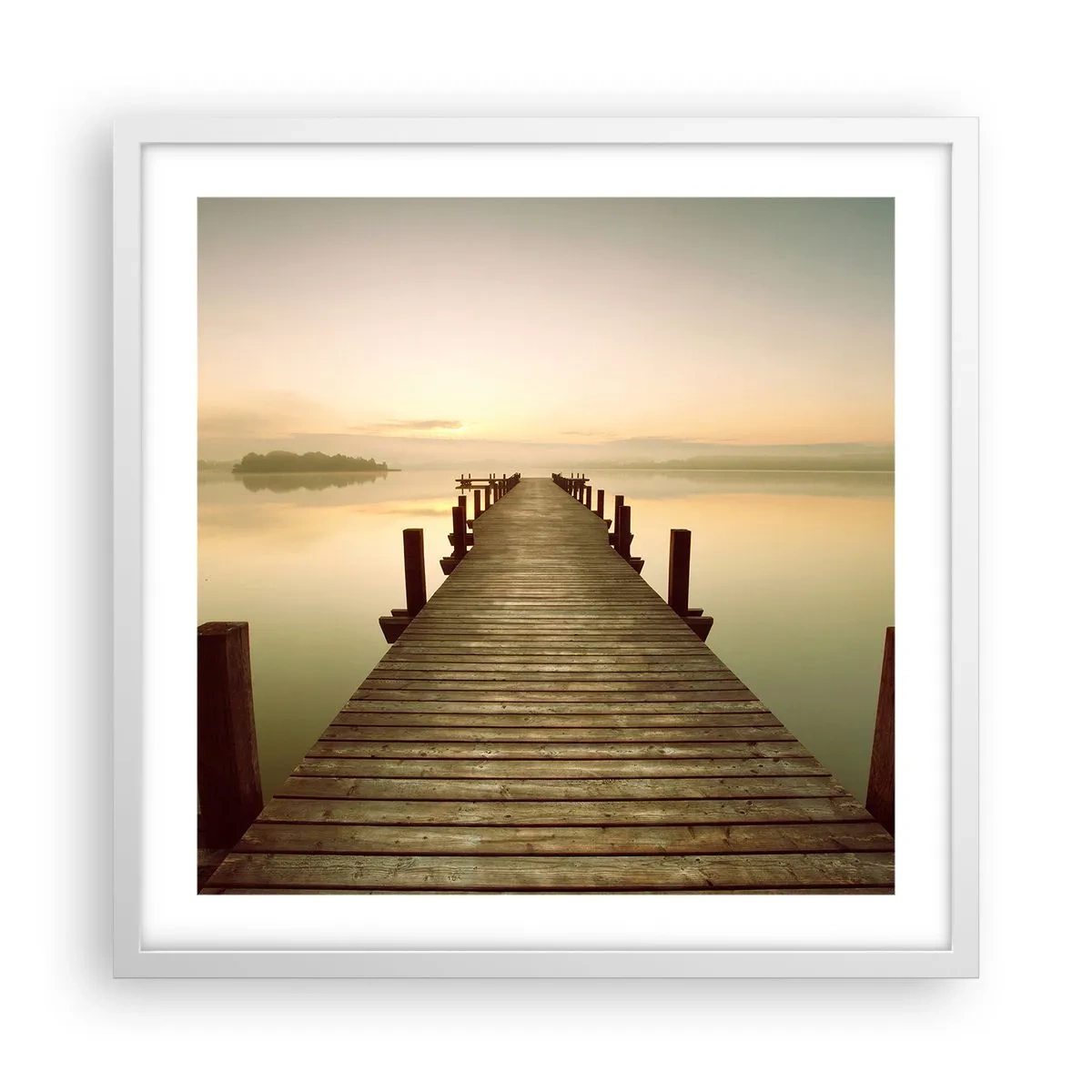 Poszter fekete keretben - Hajnal előtt, hajnal, fény - 50x50 cm