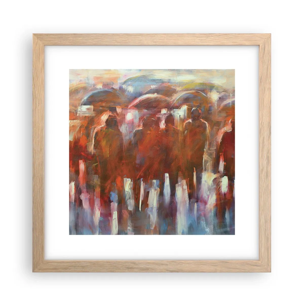 Poszter világos tölgy keretben - Egyenlőek esőben és ködben - 30x30 cm