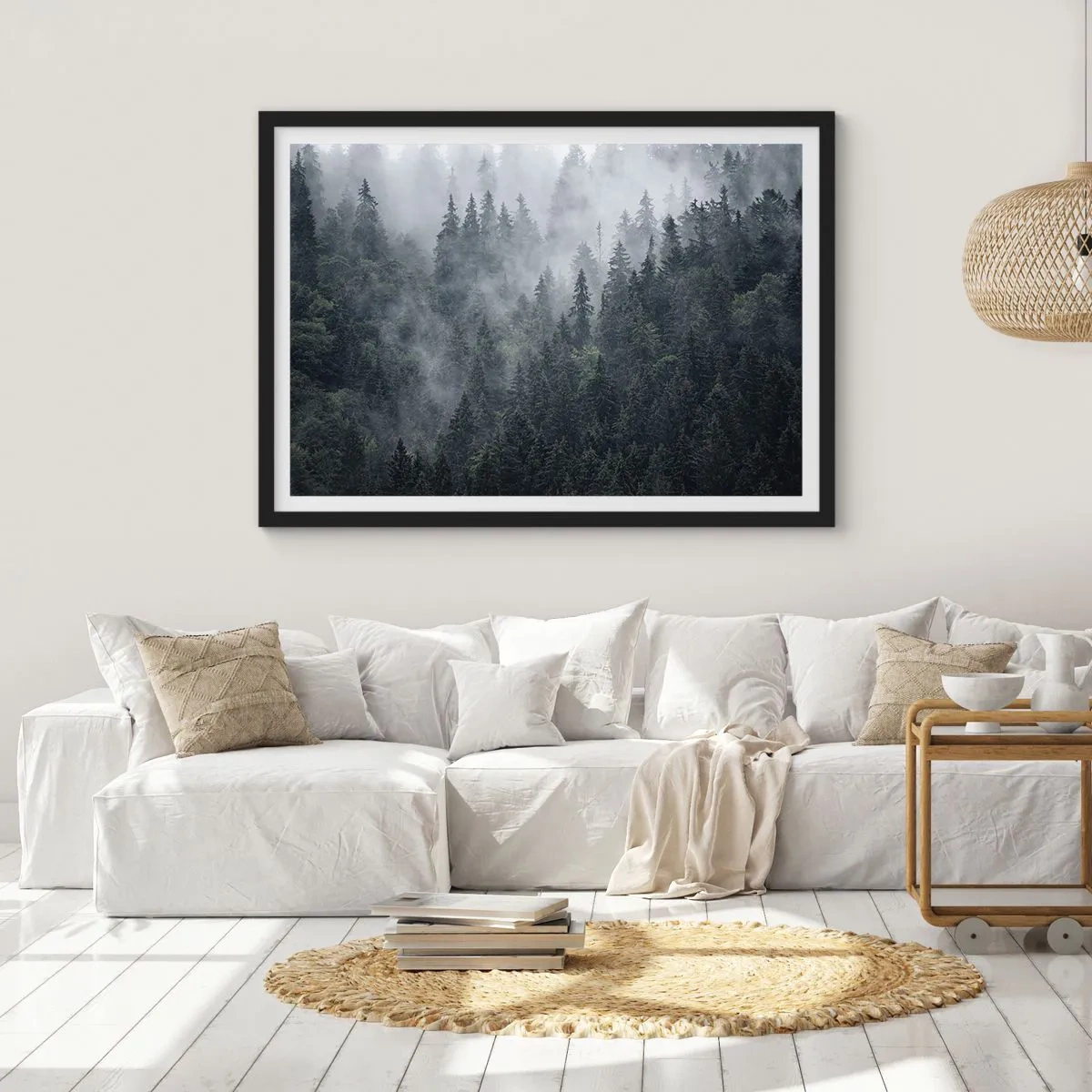 Poszter fehér keretben - Erdei hajnal - 70x50 cm