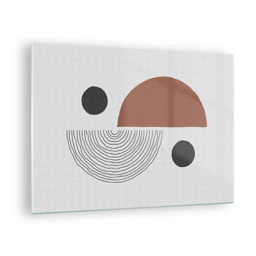 Üveg kép - Geometriai alakzatok világos háttéren, absztrakt stílusban - 70x50cm - A kerék tökéletessége - Modern fali dekoráció nappalihoz és hálószobához ARTTOR