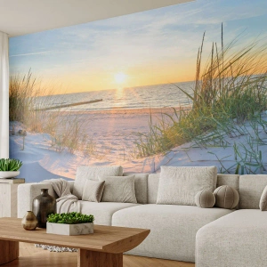 Fotótapéta Standard Eco - A tenger hangja, a madarak éneke, egy vad tengerpart a fű között... - Tájkép, Tenger, Dűnék - 150x105 cm