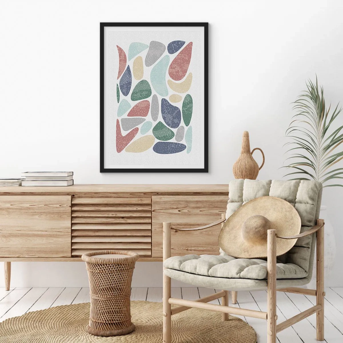Poszter fehér keretben - Mozaik púderes színekből - 70x100 cm