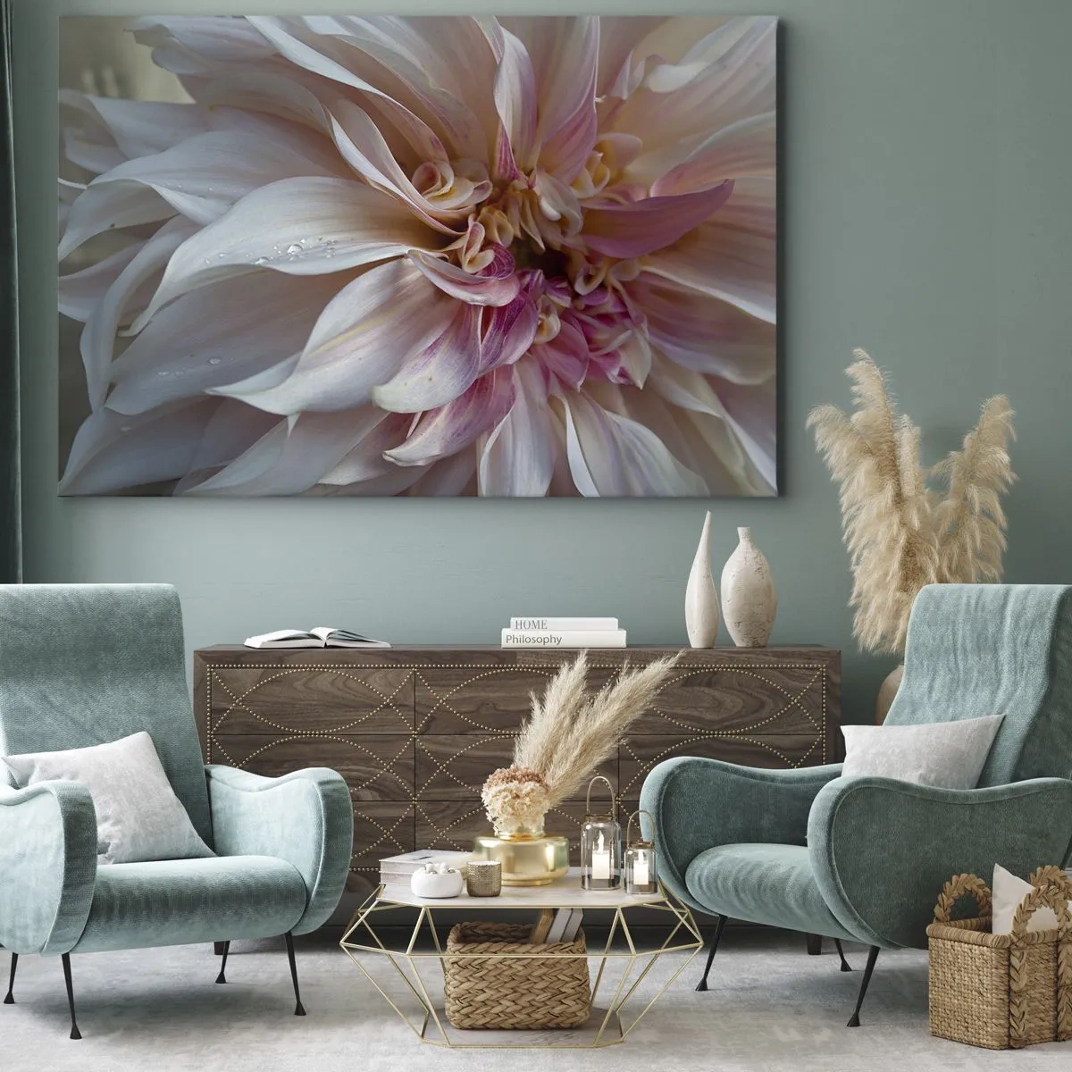 Vászonkép - Finom rózsaszín virágszirmok közeli képe vízcseppekkel - 70x50cm - Virágzó frissesség - Modern fali dekoráció nappalihoz és hálószobához ARTTOR