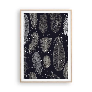 Poszter világos tölgy keretben - Tollas csipke - 70x100 cm