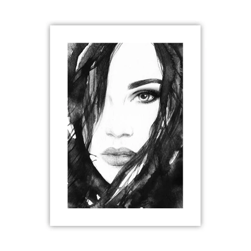 Poszter - Fekete-fehér hölgy portréja - 30x40 cm
