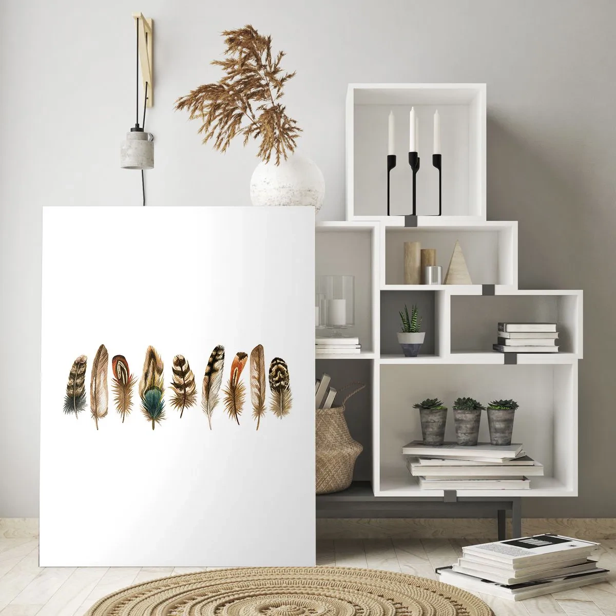 Üveg kép - Tollas variáció - 50x70 cm