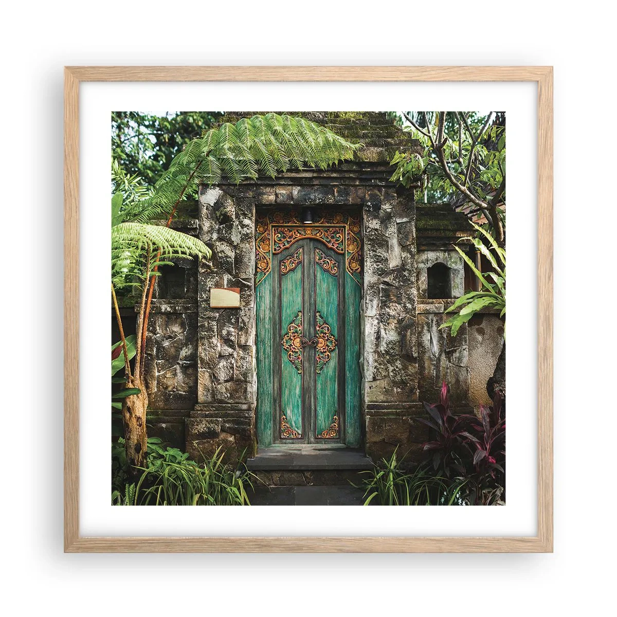 Poszter világos tölgy keretben - Ajtó egy egzotikus világba - 50x50 cm