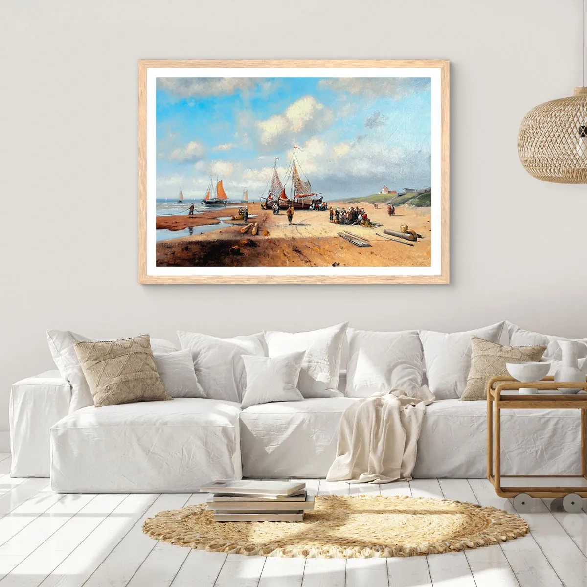 Poszter világos tölgy keretben - Egy sikeres fogás után - 70x50 cm