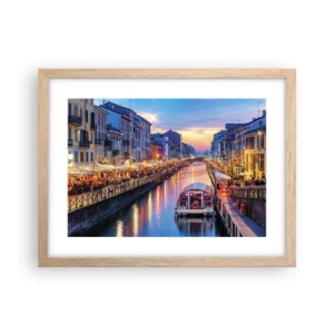 Poszter világos tölgy keretben - Fény és öröm estéje - 40x30 cm