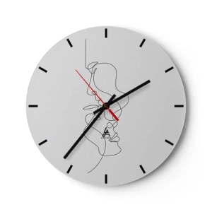 Falióra, Óra - Minimalista arc körvonalai fekete vonalakkal fehér alapon - 30x30cm - Gyászos sóvárgás - Modern fali dekoráció nappalihoz, konyhához és hálószobához ARTTOR