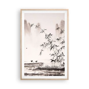 Poszter világos tölgy keretben - A rizsföldek csendje - 61x91 cm