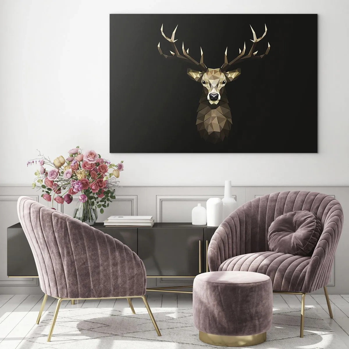 Üveg kép - Kubista szarvas - 120x80 cm