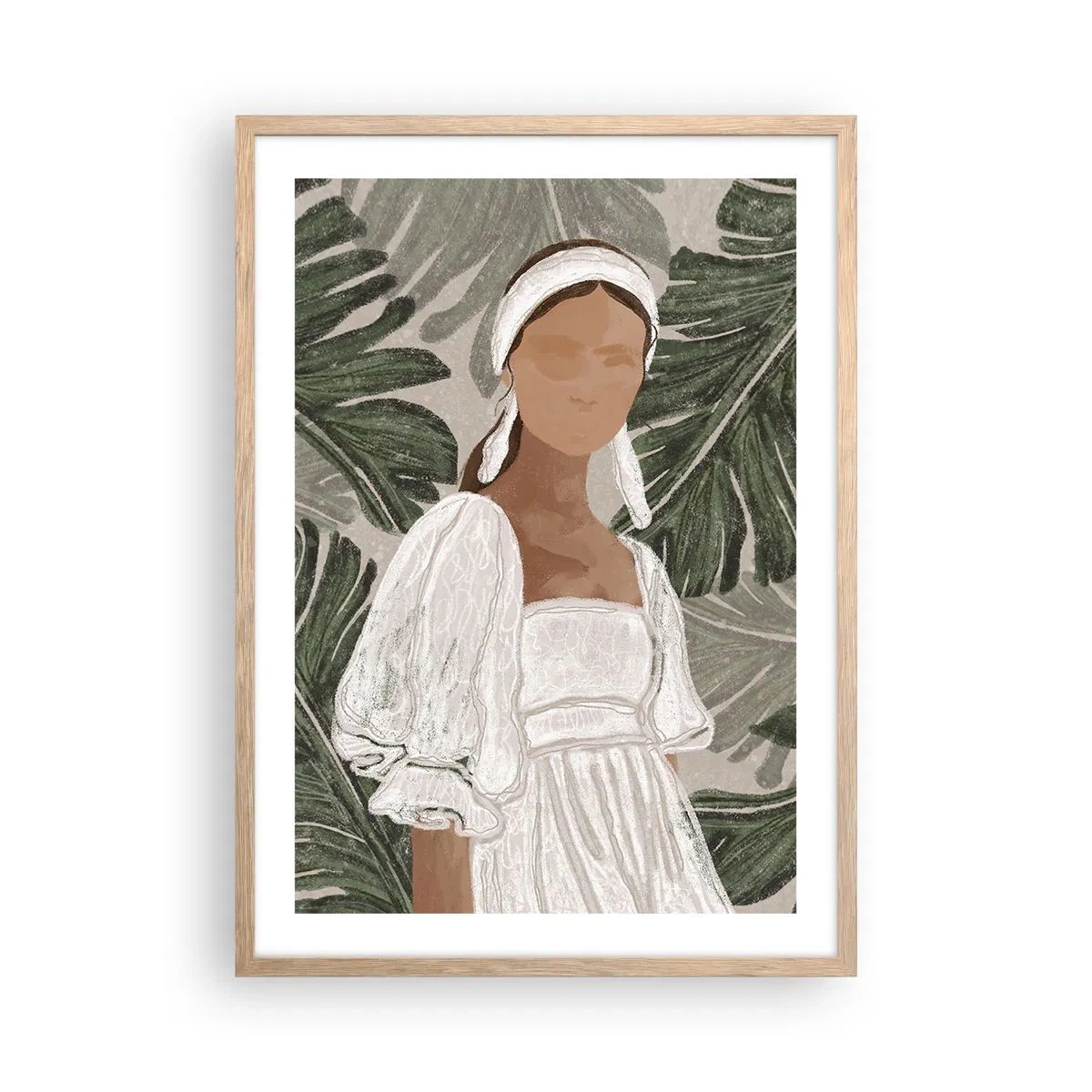 Poszter világos tölgy keretben - Egzotikus portré - 50x70 cm
