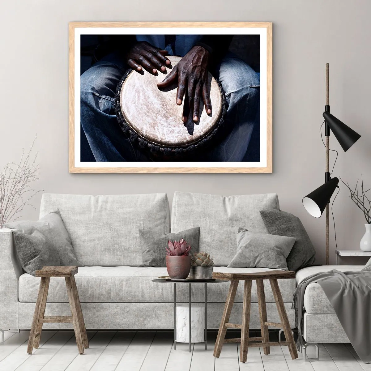 Poszter világos tölgy keretben - Élj a saját ritmusodban - 91x61 cm