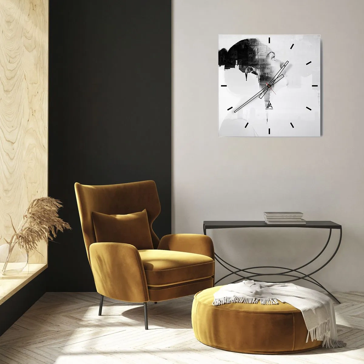 Falióra, Óra - Az üveg mind a két oldalán - 40x40 cm