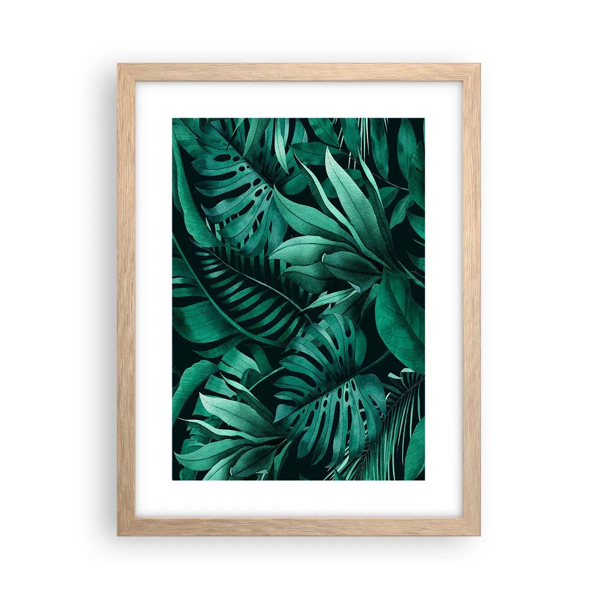 Poszter világos tölgy keretben - A trópusi zöld mélysége - 30x40 cm
