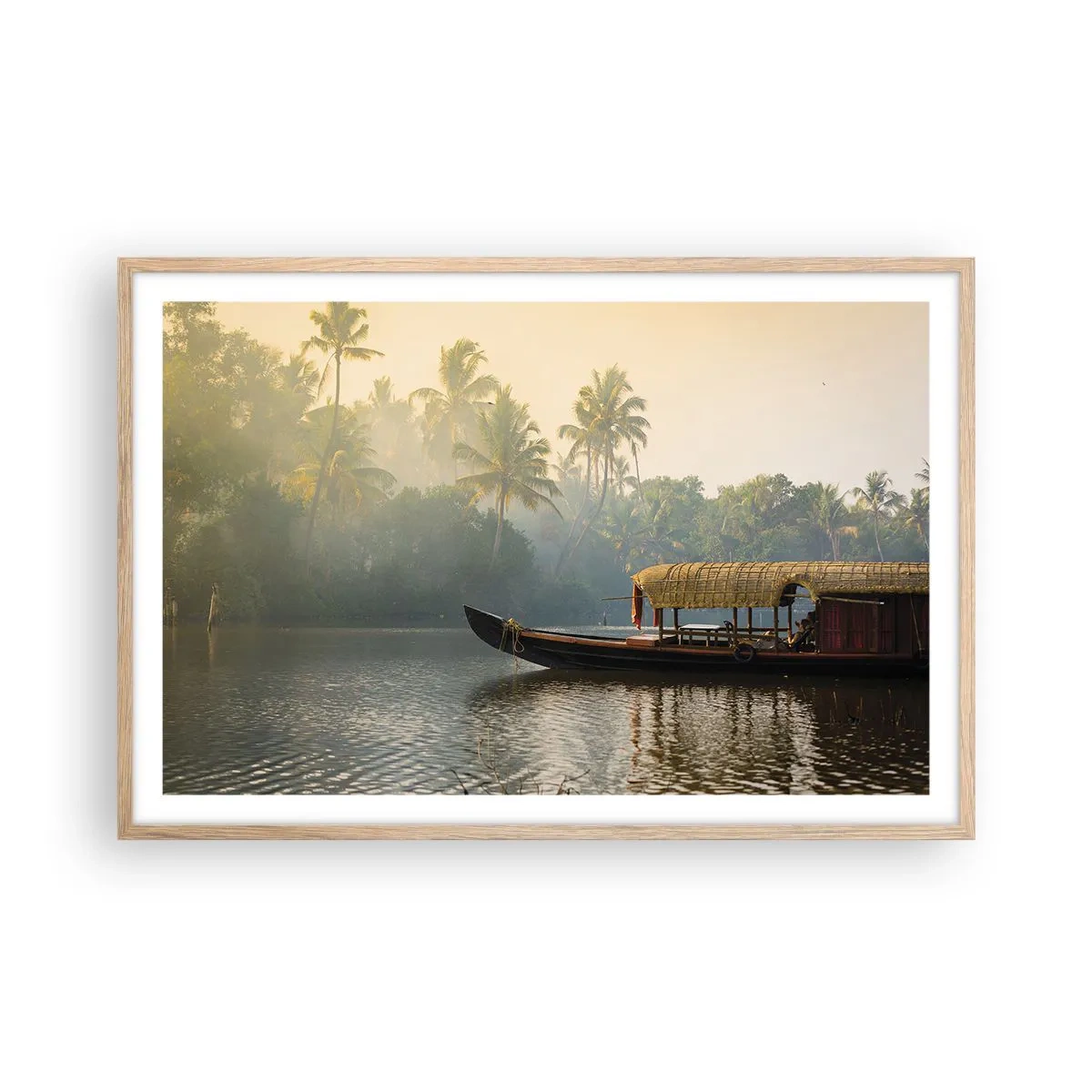 Poszter világos tölgy keretben - Ház a folyón - 91x61 cm