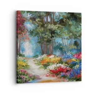 Vászonkép - Erdei kert, virágos erdő - 30x30 cm