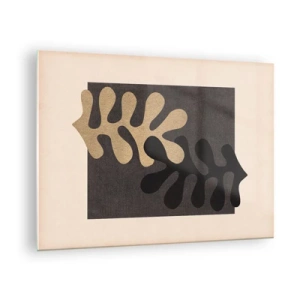 Üveg kép - Fekete és bézs színű absztrakt formák geometrikus alapon - 70x50cm - Hiány és kiegészítés - Modern fali dekoráció nappalihoz és hálószobához ARTTOR