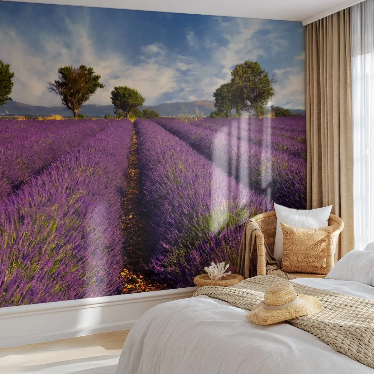 Fotótapéta Premium Sand - Levendula mezők - Tájkép, Természet, Levendula - 100x70 cm