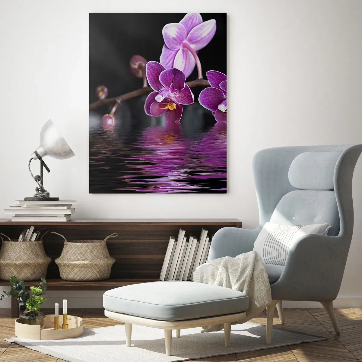 Üveg kép - Lila a szépség tükörképe - 80x120 cm