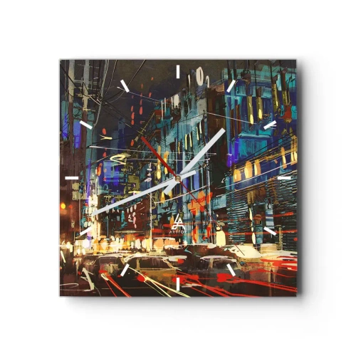 Falióra, Óra - Esti utcai nyüzsgés - 30x30 cm