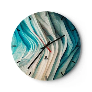 Falióra, Óra - Organikus hullámok kék, bézs és türkiz árnyalatokban - 30x30cm - Kék telhetetlenség - Modern fali dekoráció nappalihoz, konyhához és hálószobához ARTTOR
