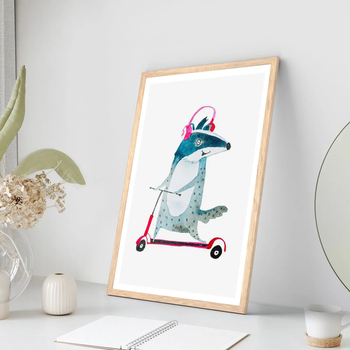 Poszter világos tölgy keretben - Borzas örömök - 50x70 cm