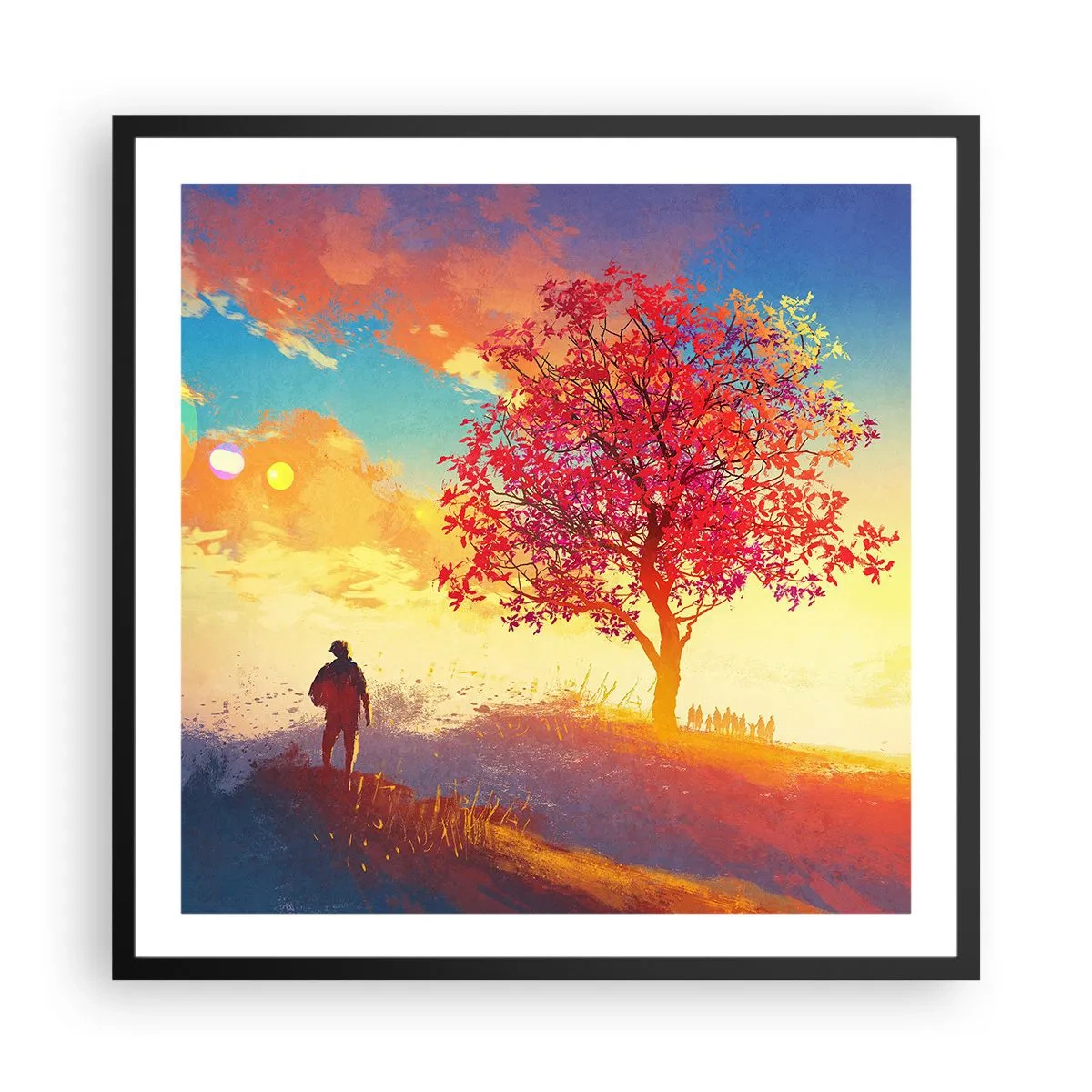 Poszter fehér keretben - Zarándok a célállomáson - 60x60 cm