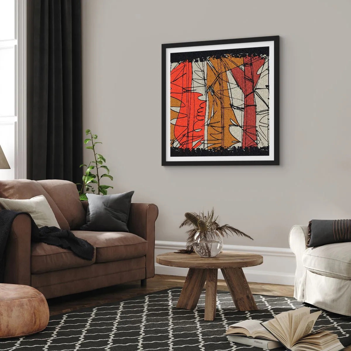 Poszter fehér keretben - Spontán kompozíció - 40x40 cm