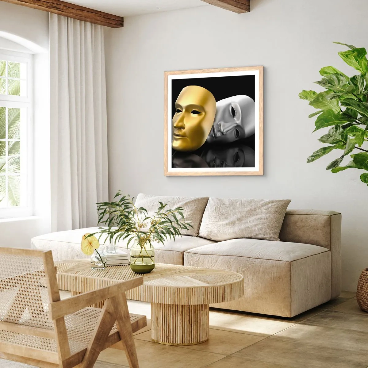 Poszter világos tölgy keretben - Az élet színház - 60x60 cm