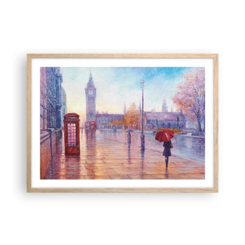 Poszter világos tölgy keretben - Őszi nap Londonban - 70x50 cm