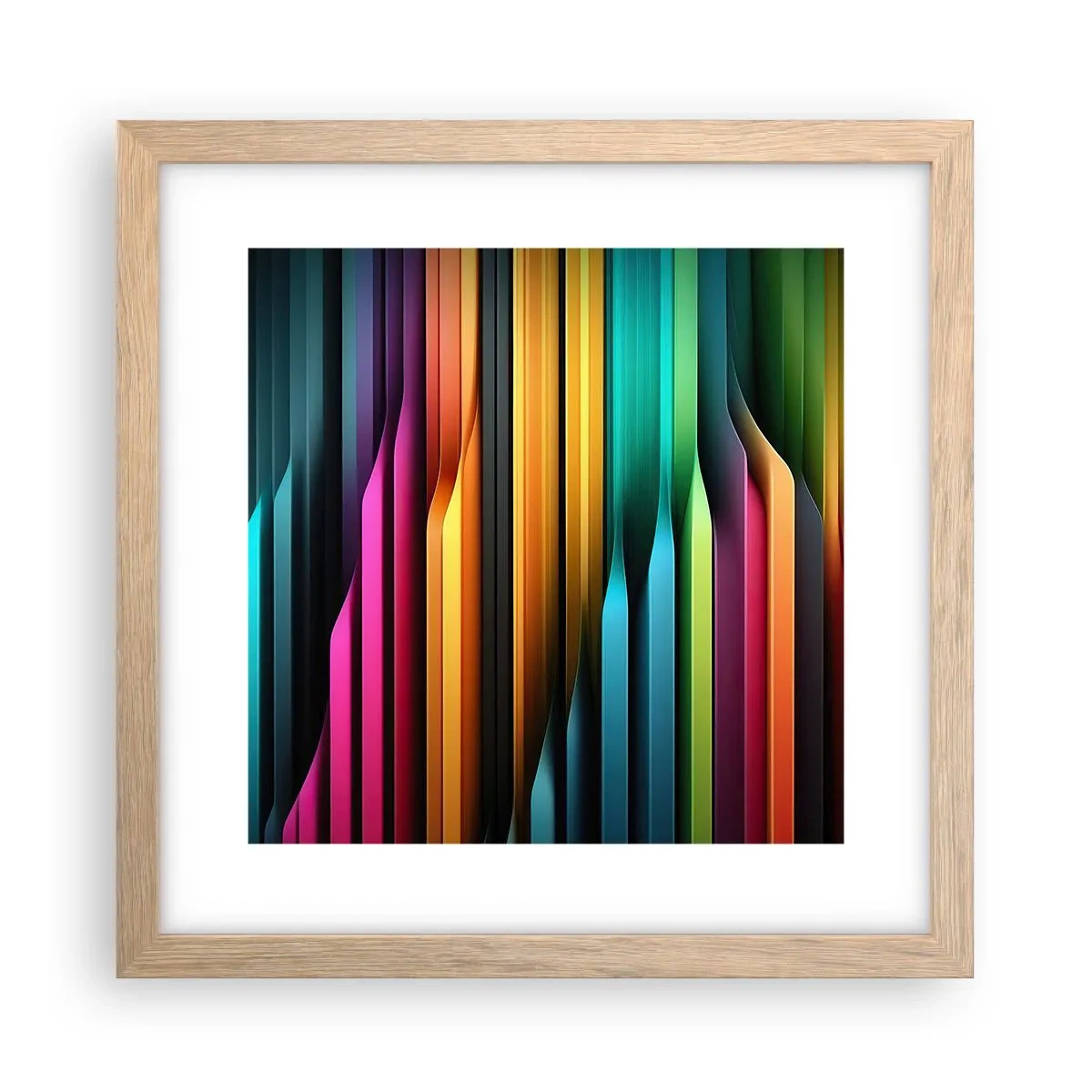 Poszter világos tölgy keretben - Fényorgonák - 30x30 cm