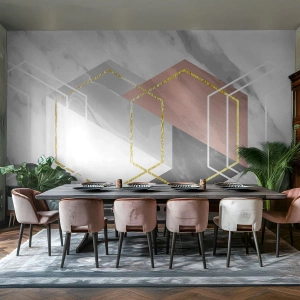 Fotótapéta Premium Canvas - Lánc kompozíciója - Absztrakció, Darab, Hatszög - 250x175 cm